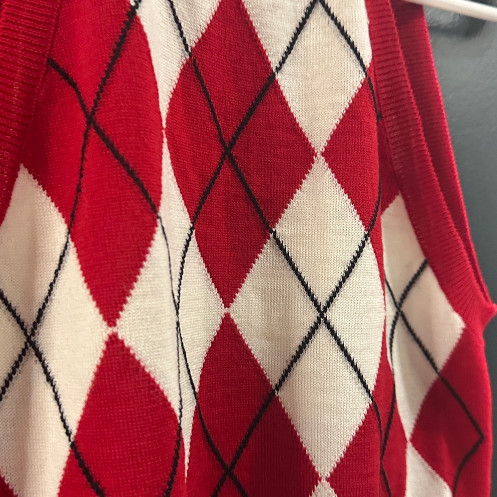 MSGM Red and Cream Argyle Halter Knit Tank - Picture 7 of 12